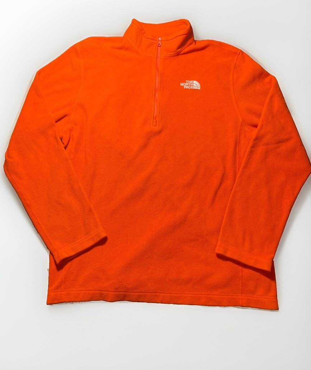 The North Face Men’s Large Orange Fleece 1/4 Zip Pullover Jacket Outdoor